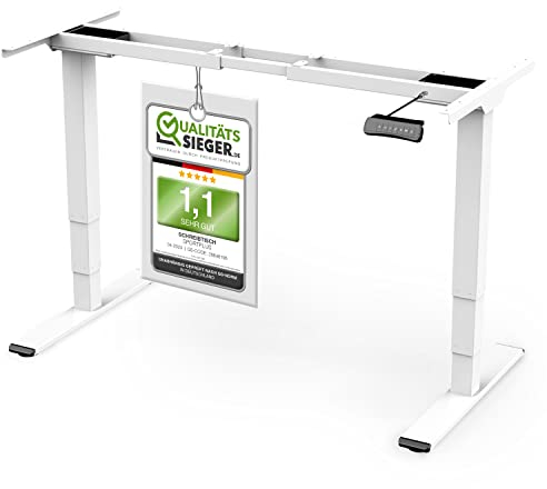 + SportPlus | Höhenverstellbarer Schreibtisch für Homeoffice & Büro | Memory-Funktion | inkl. USB-Anschluss, Anti-Kollisions-Schutz, 3-Fach-Teleskop, verstellbare Höhe 62-127 cm, belastbar bis 100kg