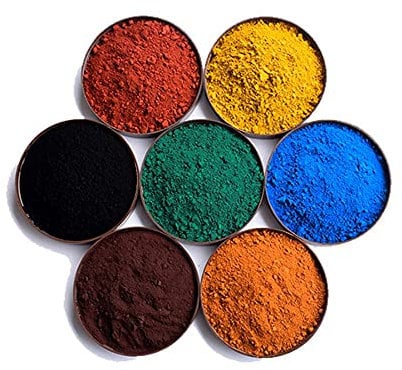 Iron Oxide Powder 7 Pack, Cosmetic Grade Pigment, Black Iron Oxide, Yellow Iron Oxide, red Iron Oxide, Blue Iron Oxide, Green Iron Oxide, Orange Iron Oxide and Brown Iron Oxide, 100g of Each Color