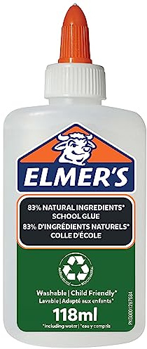 Elmer’s Colle PVA pure - Colle blanche liquide - 83 % d’ingrédients naturels - Plastique 100 % recyclé - Idéal pour les écoles et le bricolage - Lavable et adapté aux enfants - 118 ml