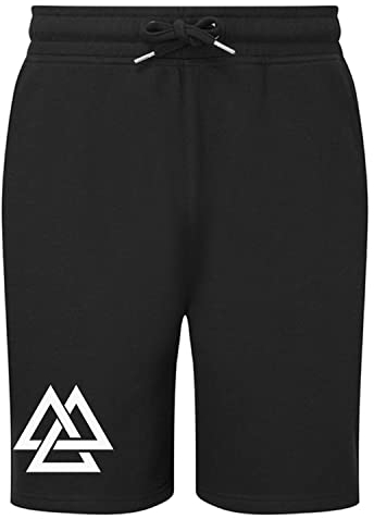 Valknut Wikinger Shorts Herren Männer Kurze Hose (M, Schwarz)