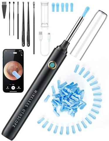 DEETOK Ear Wax Removal Tool Camera, 1080P HD Otoscope Ear Cleaner, Black