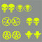 Pimastickerslab Kit Adesivi Stella Punisher Teschio Divertenti Auto Moto Casco Scegli Colore -cod.1687 (029 Giallo Fluo)