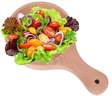 Natudeco Salatschüsseln Holz Dessertteller Süßigkeiten Holzsalatschale Holzsalatschüssel mit Griffen für DIY-Behälter Café Dessert Zuhause Wohnzimmer Bäckerei Boutique Dessertgeschäft
