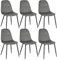 Lestarain 6er Set Esszimmerstühle mit Rückenlehne, Küchenstuhl mit Samtbezug Polsterstuhl aus Metall, ergonomischer Stuhl für Esstisch, Esszimmer Küche Wohnzimmer, Hellgrau LCNI109003-6
