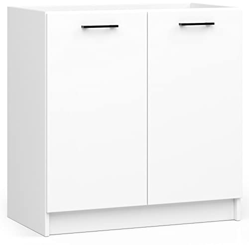 3E 3xE living.com EDERSEN Meuble de cuisine, meuble d'évier, meuble bas, blanc, (l x H x P) : 80 x 82 x 46 cm, plusieurs pièces au choix