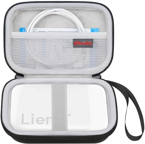 Elonbo Tragetasche für Liene 2x3 Fotodrucker, Tragbarer Instant-Drucker Reisehalter, Mini-Bild-Drucker Tasche. Mesh Tasche Passt Fotopapier, Kabel. Schwarz