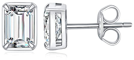 JewelryPalace Smaragdschliff 1ct Zirkonia Solitär Ohrstecker Silber 925 Damen, Simulierter Diamant Braut Schmuck Set, Ohrringe Silber Mädchen Edelstein,Ohrstecker Silber mit Stein Geschenk Frauen