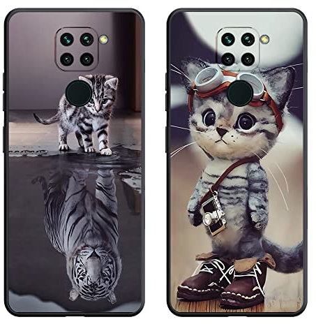 Abuenora Funda para Xiaomi Redmi Note 9, [2 Piezas] Carcasa Silicona Slim Flexible Antigolpes con Protección de Cámara Case con Dibujos Grupo E