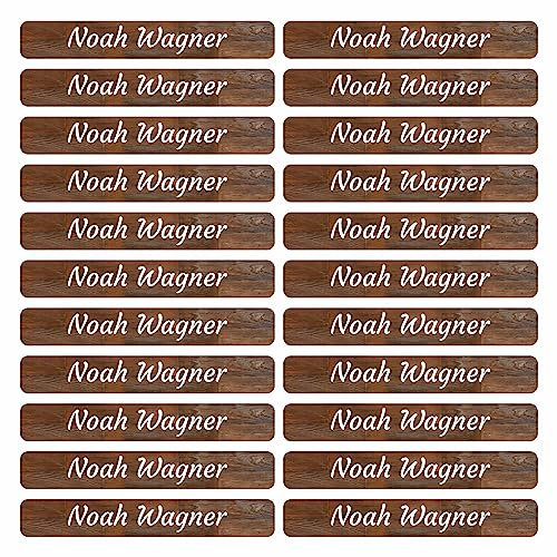 Klebeetiketten - Aufkleber 46x7 mm 180 Stück - Design Woody - mit Wunschtext - Name - personalisiert - Namensaufkleber - für Jugendliche - Firma - Universität - Schule - Kinder - KITA