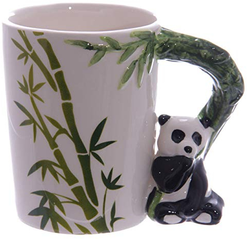 Tazza unisex 1 pezzo animale tazza tazza da caffè in ceramica 5 stili Panda giraffa pappagallo rana tucano tazza con manico in bambù decalcomania 12 once rana 9 x 12 cm, dimensioni: 9 x 12 cm, colore:
