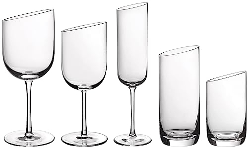 Villeroy & Boch NewMoon Gläser-Set, 20er Set, jeweils 4 Gläser, Elegante Weingläser, Moderne Sektgläser, Praktische Trinkbecher, Kristallgläser für jeden Tag, klar, spülmaschinengeeignet