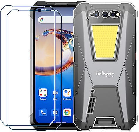 Xiangyun Handyhülle für Unihertz Tank 4G Hülle Transparent mit 2 stück Panzerglas Protection Schutzfolien, Silikon Soft Crystal Kratzfest TPU Cover Case(6.81)