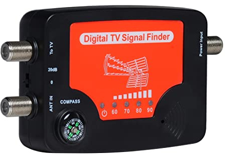 Misuratore di segnale TV, rilevatore di segnale TV, display a LED, antenna TV portatile, rilevatore di potenza del segnale, misuratore di segnale con bussola, cicalino di allarme