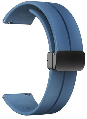 Correa de reloj BR45 – Silicona con cierre magnético – Smartwatch compatible – Liberación rápida – 20mm 22mm – Elegante, flexible y fácil de ajustar Azul 22mm