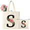 Personnalisé Alphabet Sac en Toile, Tote Bag Initiale, Sac Fourre Tout Femme, Cadeau pour Femme, Amie, Demoiselle d'honneur, Anniversaire, Mariage (S)