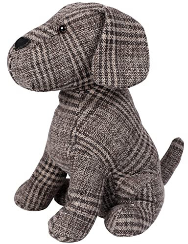 FanChose Cute Door Stoppers for Bottom of Door, Animal Decorative Door Stop, Heavy Doorstop, Door Blocker Door Weight to Keep Door Open (Dog Plaid Brown)
