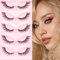 Wnddle 5 paires 3D Faux Cils Oeil de Chat, Cat Eye Lashes, Set d'Extensions de Cils Artificiels Naturels Cat-Eye, Cils Artificiels Réutilisables 3D, pour Tous Les Jours Fête à Thème, Carnaval.