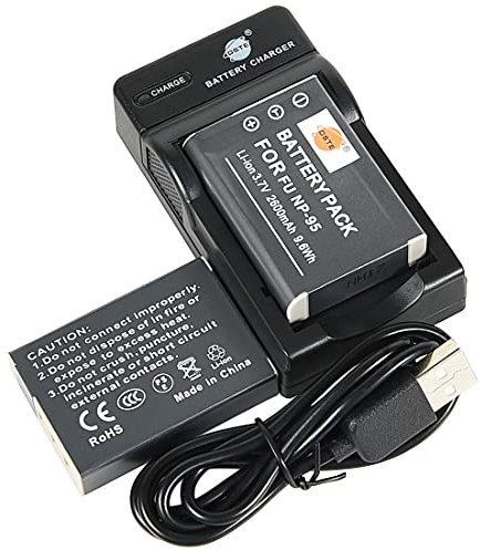 DSTE 2PCS NP-95 Batterie et USB Chargeur Compatible avec Fujifilm W1 X100 X30 X100T X100LE X100S X-S1