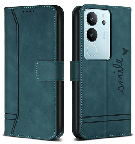Bravoday Hülle für VIVO V29 5G / S17 Pro 5G, PU Ledertasche Handyhülle mit Kartenfäch & Kickstand, Flip Schutzhülle Kompatibel mit VIVO V29 5G / S17 Pro 5G, Grün