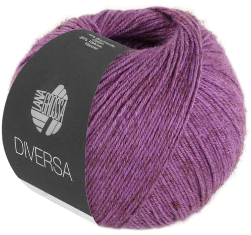 LANA GROSSA Diversa | Leichtes Baumwoll-Mischgarn mit zartem Melange-Effekt | Handstrickgarn aus 74% Baumwolle & 26% Viskose | 50g Wolle zum Stricken & Häkeln | 210m Garn FB 20