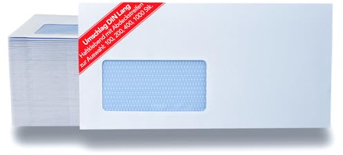 Vivopack Briefumschläge mit Fenster selbstklebend, 1000 Stück 110x220mm Briefumschlag mit Fenster, Envelopes Kuvert mit Fenster Briefe DIN Lang Umschläge mit Fenster Brief Umschlag A4