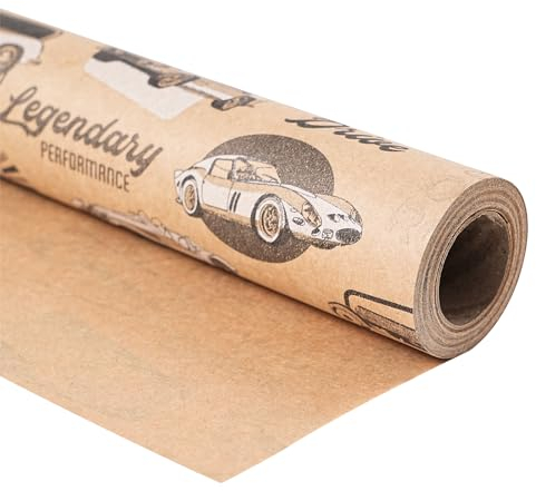 Ulmasinn Kraft-Geburtstags-Geschenkpapier - Mini-Rolle - Auto