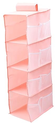 MAGICLULU Aufbewahrungstasche Dessous-kleiderschrank Aufbewahrungsorganisator Hängeschrank Über Der Tür Schrankorganisator Mit 4 Regalen Speicherhalter Ablagefach Unterwäsche Rosa