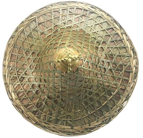 LAMDNL Chapeau oriental en paille de style chinois - Léger et respirant - Chapeau de pêche - Fait à la main - 38 cm - Jaune