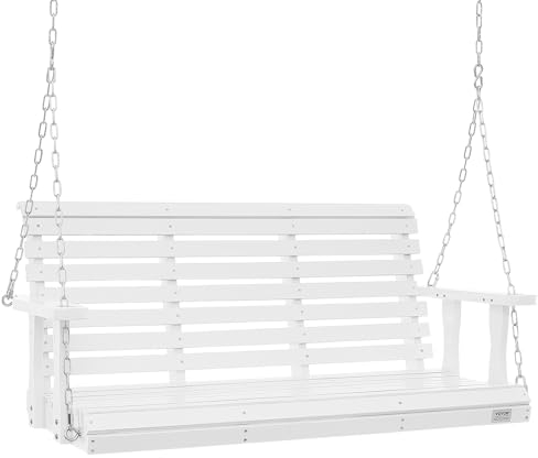 VEVOR Patio Courtyard & Garden, Upgraded 880 lbs Strong Load Capacity, Heavy Duty Swing Chair Bench with Hanging Chains for Outdoors, White, 1219 x 490 x 584 mm