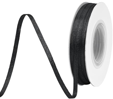 BVIEAKD 3mm wide 45m Long Double Face Black Satin Ribbon for Gift Wrapping Weddings Decoration Bouquet Balloons Crafts Sewing Hair Ribbon