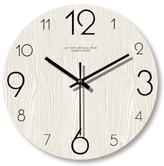 Jauhmui Wanduhr Groß,35 cm Round Holz Quarz Funk für Küche,Wohnzimmer, Zimmer, Büro (03)