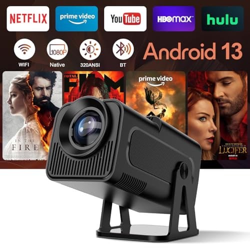 Android 13 Proyector 2025, Mini Proyector Portatil 4K Inteligente 320ANSI con WiFi y Bluetooth, Asistente de Voz ChatGPT, HY320 Mini Proyectores 1080P Nativo de Cine en casa
