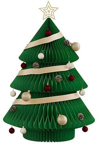 Grande Albero Di Natale A Nido D'ape, Albero Di Natale Di Carta Pieghevole, Alberi A Nido D'ape per Le Feste(Green)