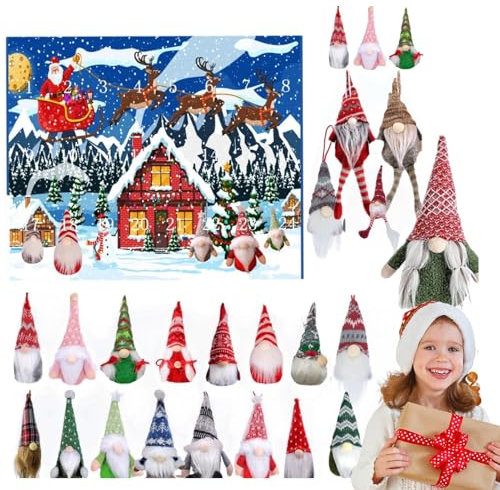 24-Tage-Adventskalender mit Wichtelpuppen zum Sammeln, Weihnachts-Countdown-Kalender 2024,24-Tage-Weihnachts-Adventskalender 2024 | 24-tägiger Weihnachts-Adventskalender