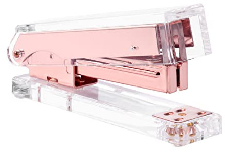 SHOWERORO Hefter Aus Acryl in Roségold Klassisches Design Schreibtischhefter Für Zuhause Modernes Bürohefter Schreibtischhefter Mit Rutschfesten Füßen