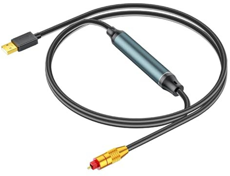 USB to Optical Cable, Portable Audio Converter, Optical Audio Converter, USB to Optical Adapter, Alloy Audio Converter, USB to Optical Converter 1,5 m/4,92 Feet for Durability and Portability