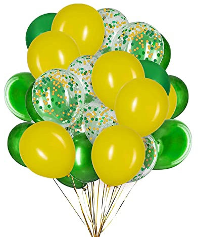 50 Stück 12 Zoll Luftballons Mattes Gelb und Grün,Helium Konfetti Ballons für Geburtstag, Hochzeiten