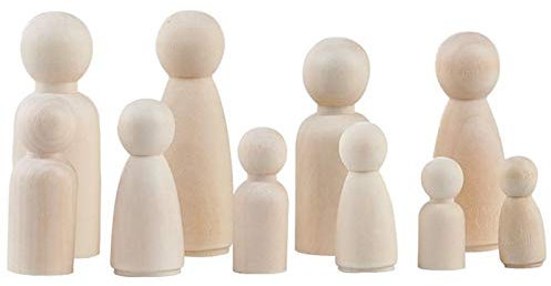 Qerwsdty Peg Puppen, Unvollendete Familien Figuren, Natur Dekorative DIY Puppe Menschen für Kinder Malerei