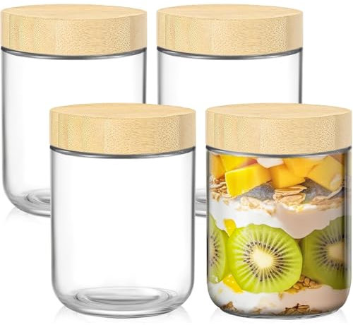 Liliume 4 Pack 500ml Overnight Oats Gläser Overnight Oats Behälter with Airtight Lid Gläser für Overnight Oats for For Yogurt, Sugar, Food