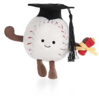 Apricot Lamb Abschluss Baseball Sport Plüschtiere für Kinder, weiche niedliche Kuscheltier für Baby Mädchen und Jungen, Flauschige Baseball Weiß 9 cm