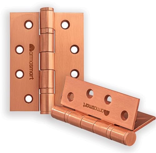 UAP Armasmart® 4 Inch Door Hinges – Antibacterial & Anti-Viral Coating, Ball Bearing Butt Hinges for Internal & UPVC Doors – Copper Finish (100mm x 76mm)