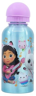 My sweety pop - Borraccia per bambini in alluminio Gabby's Dollhouse, per bambini - asilo - scuola - vacanze - pasto - 17,5 cm - 400 ml - idratazione - idea regalo - viola/blu