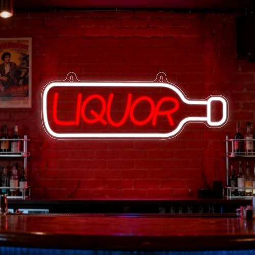 Liquor Neon Schild, LED Beer Wine Leuchtreklame für Wand Deko, Dimmbare Neonlichter USB Power für für Bar Pub Club Cafe Coffee Mann Höhle Geburtstag Party Home Hotel