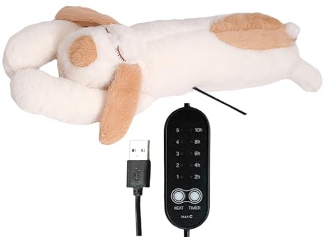 Renchey Kuscheltier Wärmekissen | Aufwärmbares Welpen Spielzeug | USB Kuscheltier Mit Automatischer Abschaltung & Regulierbarer Temperatur | Für Schulter, Rücken, Nacken, Bauch, Kinder, Mädchen &