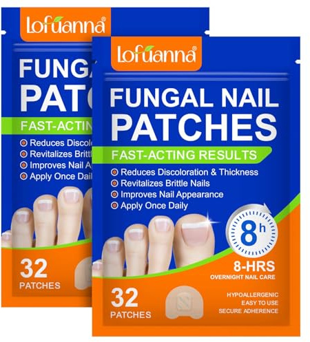 Fungal Nail Patches, 64PCS Fungal Nail Treatment Patches, Multi-Purpose Toenail Repair Treatment Pads, 8 Hour Nail Treatment Restores Healthy Appearance (64pcs)