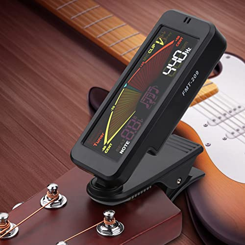 UPALDHOU Guitar Tuner, FMT209 3 in 1 Clamp/Holder auf Tuner mit Metronom- und Tonhöhengenerator, Großer Farbdisplay, 360-Grad-Rotatable-Clamp/Holder für Chromatik, Gitarre, Bass, Ukulele, Geige,