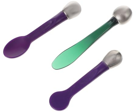 3 Stück Augenmassage Stab und Zinklegierungslöffel | Kompakt Tragbar für Tasche und Schminken, Kosmetiklöffel für Gesichtspflege, für Frauen und Mädchen
