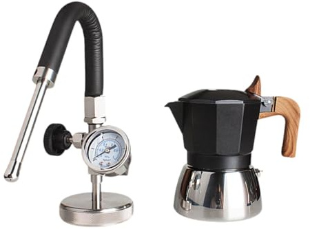 Stovetop Steam Milk Foam Pot with Steam Generator, Milk Frother for Coffee and Tea- Black
