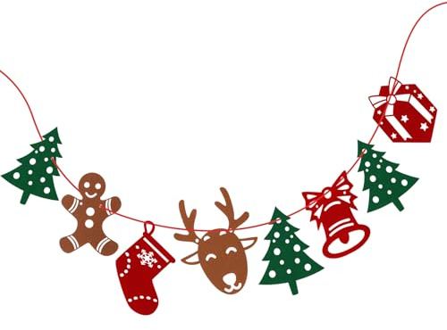 Srotmirw 1 Stück Weihnachtsbanner, Hängedeko Weihnachten, Weihnachtsdeko wand für Weihnachtsdekoration zu Hause, im Freien, Innenbereich & Party Grün und Rot