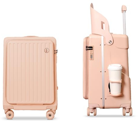 CELIMS PopSeat – Maleta cabina con asiento infantil | 55x35x25 | Ruedas ultra resistentes con freno | Portavasos | Candado, rosa, 55x35x25cm